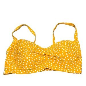 Yellow Polka Dot Bikini Top with Adjustable Straps